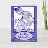 Carte Lapin Bunny Blanc Bleu Note Vous Manque Blanc  (Devant)