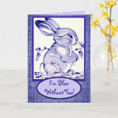 Carte Lapin Bunny Blanc Bleu Note Vous Manque Vide  (Fleur jaune)