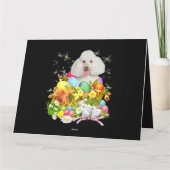 Carte Lapin Caniche Blanc avec Panier d'Oeufs de Pâques (Dos)