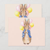 Carte Lapin classique avec ballons (Devant / Derrière)