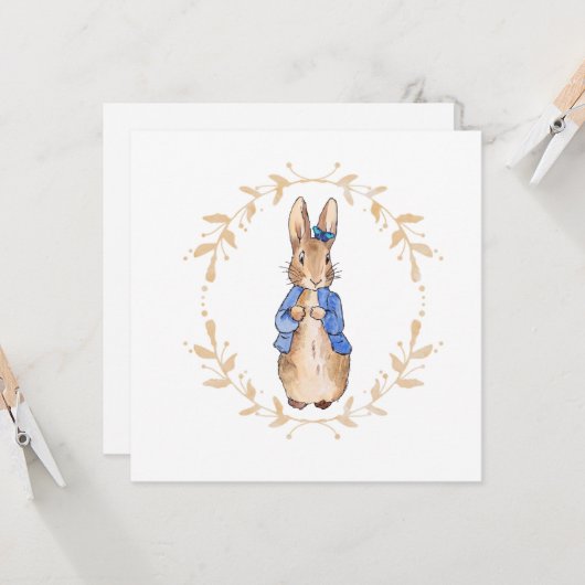Carte Lapin classique avec un papillon (Devant/Arrière en situation)