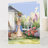 Carte Lapin classique dans son jardin (Devant)