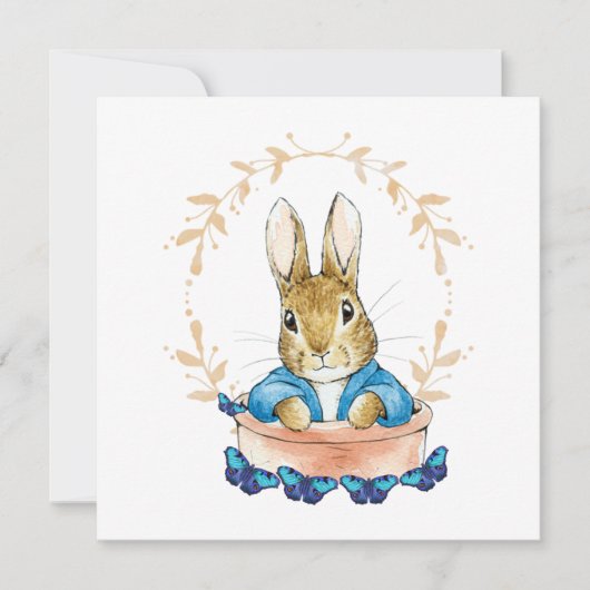 Carte Lapin Classique dans un Pot de Fleurs (Devant)