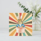 Carte Lapin classique dans un pot de plante (Debout devant)
