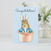 Carte Lapin classique en veste bleue Félicitations (Debout devant)