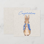 Carte Lapin classique en veste bleue Félicitations (Devant / Derrière)