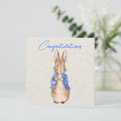 Carte Lapin classique en veste bleue Félicitations (Debout devant)