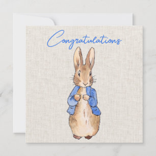 Carte Lapin classique en veste bleue Félicitations