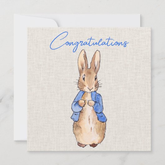 Carte Lapin classique en veste bleue Félicitations (Devant)