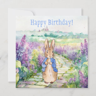 Carte Lapin Classique Lavande Joyeux Anniversaire