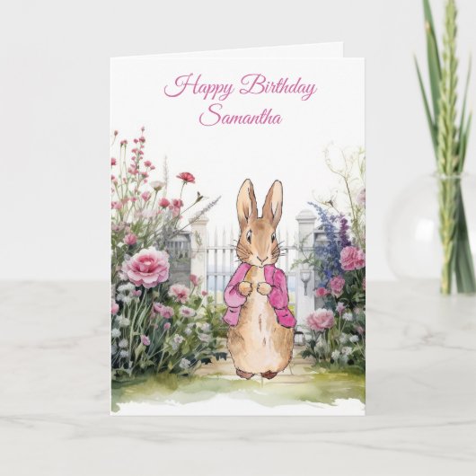 Carte Lapin classique nom personnalisé (Devant)