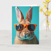 Carte Lapin Cool en Lunettes (Fleur jaune)