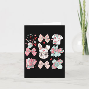 Carte Lapin Coquette Infirmière de Pâques Stéthoscope Nœ
