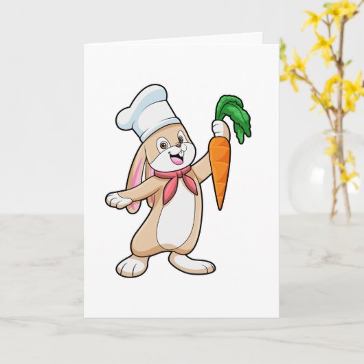 Carte Lapin cuisinier aux carottes (Fleur jaune)