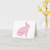 Carte Lapin d'amour coeurs roses (Fleur jaune)
