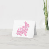 Carte Lapin d'amour coeurs roses (Devant)