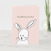 Carte Lapin d'amour rose et blanc mignon (Devant)