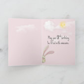 Carte Lapin d'anniversaire 3e sur rose (Intérieur)