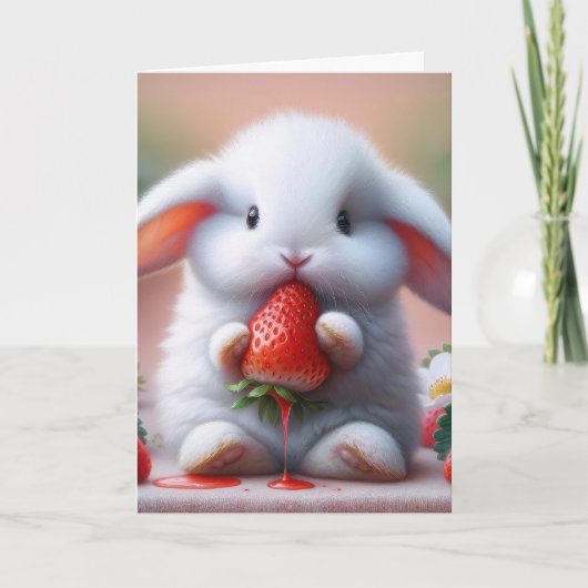 Carte Lapin D'Anniversaire À La Fraise Juteuse (Devant)