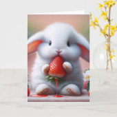 Carte Lapin D'Anniversaire À La Fraise Juteuse (Fleur jaune)