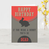 Carte Lapin d'anniversaire mort (Fleur jaune)