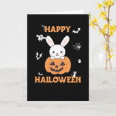Carte Lapin Dans Citrouille Mignons Lapins Joy Halloween (Fleur jaune)