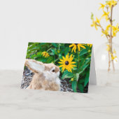 Carte lapin dans le jardin (Fleur jaune)