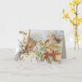 Carte Lapin dans le jardin Merci (Fleur jaune)