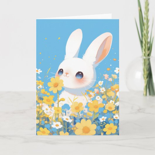 Carte Lapin dans le pré ensoleillé (Devant)
