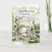 Carte Lapin dans les feuilles vertes de la poitrine Fête (Devant)