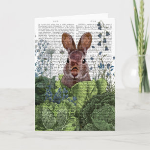 Carte Lapin dans une patte de chou