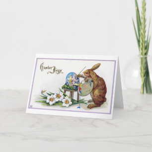 Carte Lapin d'artiste de Pâques vintage