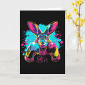Carte Lapin de boxe avec gants de boxe Kickboxing Drôle (Fleur jaune)