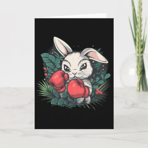 Carte Lapin de boxe avec gants de boxe Kickboxing Drôle