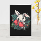 Carte Lapin de boxe avec gants de boxe Kickboxing Drôle (Fleur jaune)
