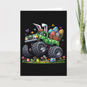 Carte Lapin de camion monstre de Pâques Pixel Chasseur d
