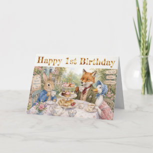 Carte Lapin de conte de fées classique Joyeux premier an