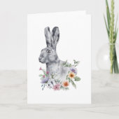 Carte Lapin de fleurs à l'aquarelle (Devant)