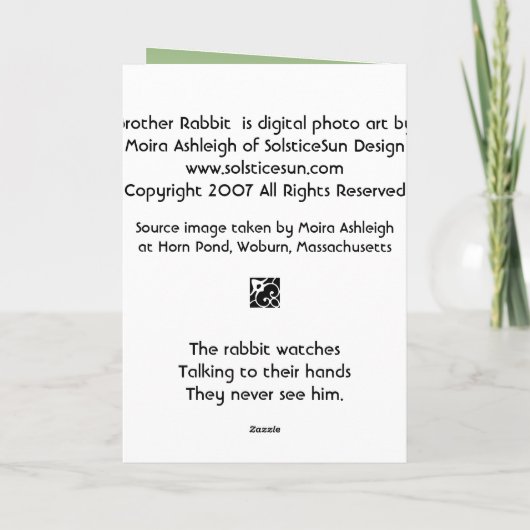 Carte Lapin de frère (Dos)