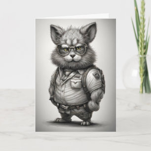 Carte Lapin de garde forestier adorable lunettes