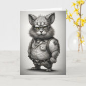 Carte Lapin de garde forestier adorable lunettes (Fleur jaune)