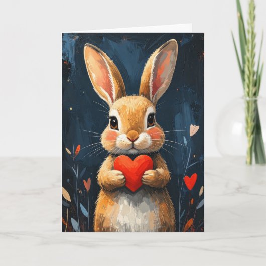 Carte Lapin de la Saint-Valentin Moderne et Mignon (Devant)