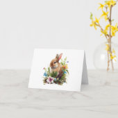 Carte Lapin de lapin doux dans un champ de fleurs BLANK (Fleur jaune)