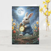Carte Lapin de l'heure d'été d'anniversaire (Fleur jaune)