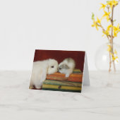 Carte Lapin de mère et de bébé (Fleur jaune)