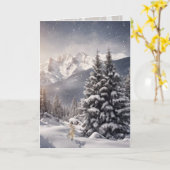 Carte Lapin De Noël Dans Les Snowflakes (Fleur jaune)