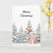 Carte Lapin de Noël en boîte (Fleur jaune)