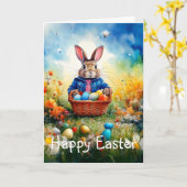 Carte Lapin de Pâques (Fleur jaune)
