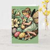 Carte Lapin de Pâques (Fleur jaune)