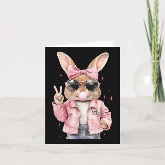 Carte Lapin de Pâques à Imprimé Léopard Soufflant du Bub (Devant)